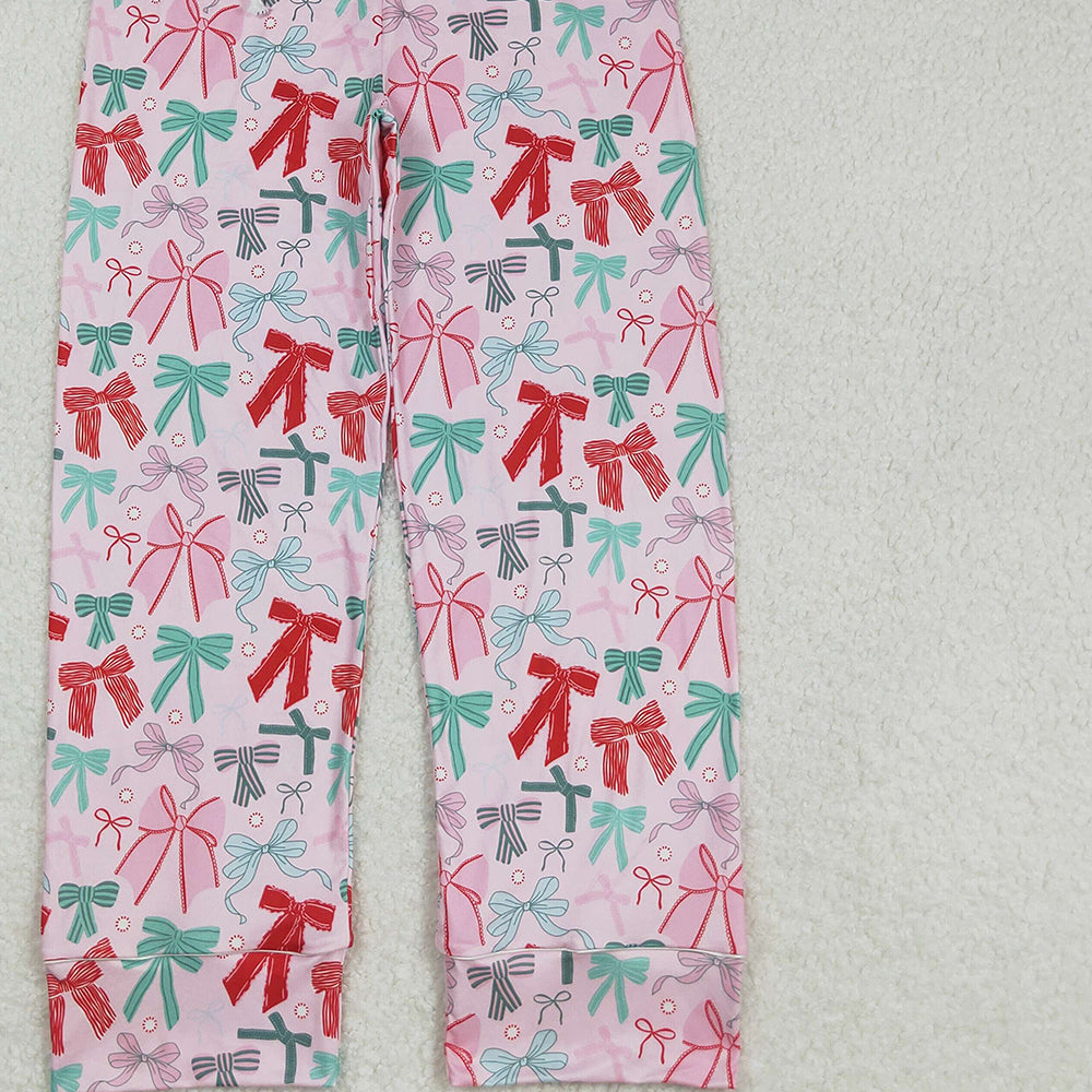 RTS NO MOQ （In stock）P0766 Adult Women's Pants Adult Women Colorful Bows Flame Pants