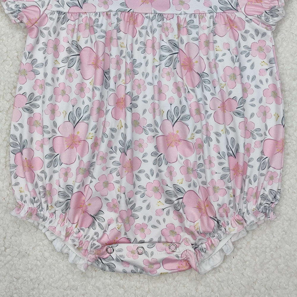 SR2782 New Rts No Moq 8-9 Days By Air Arrived it Short sleeves pink floral baby girls spring summer romper