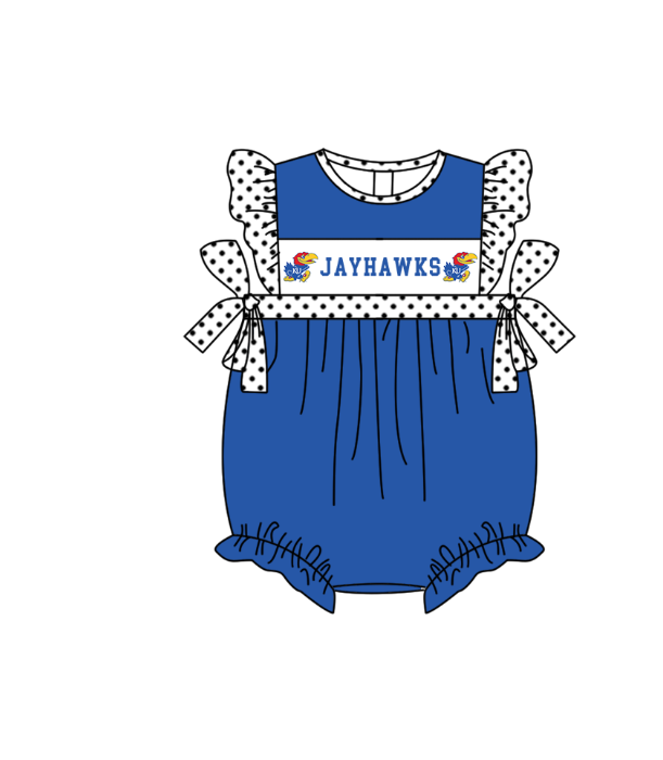 CUSTOM MOQ 5 Sibling Baby Kids Blue Polka Dots Top Shorts Clothes Set Knee Length Dress Rompers