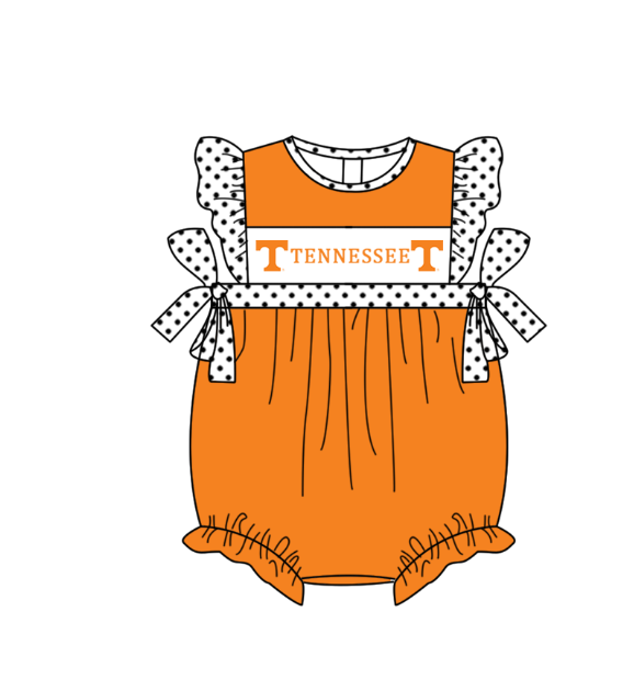 CUSTOM MOQ 5 Sibling Boys Baby Girls Orange Polka Dots Top Shorts Clothes Set Knee Length Dress Rompers