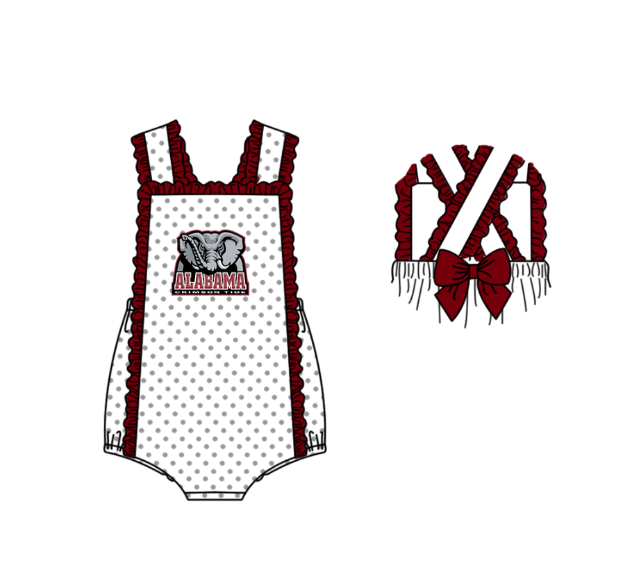 CUSTOM MOQ 5 Baby Girl Red Summer Team Sleeveless Rompers