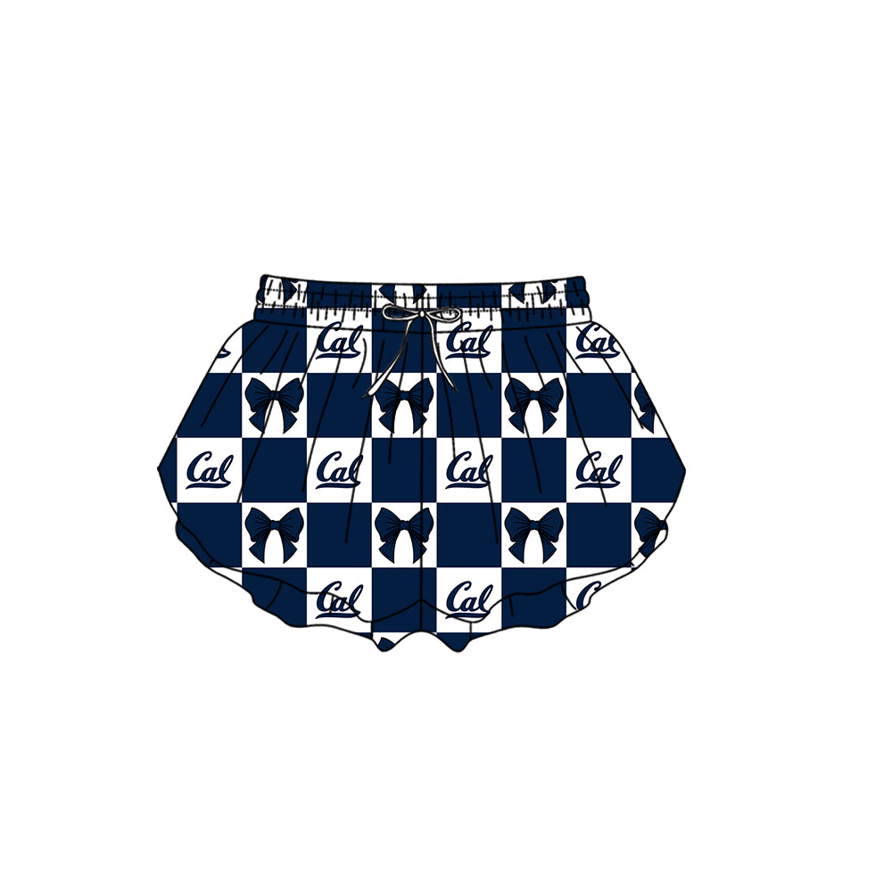 CUSTOM MOQ 5 Sibing Kids Clothing for Girls Baby Girls Dark Blue Bow Top Skirts Yoga Active Team Clothes Sets Knee Length Dress Shorts