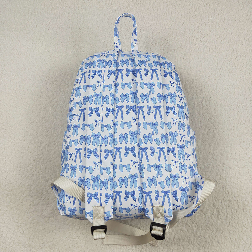 USA Shop (in stock)BA0322 Baby Bags Baby Kids Sky Blue Bows Plaid Zipper School Back Bags