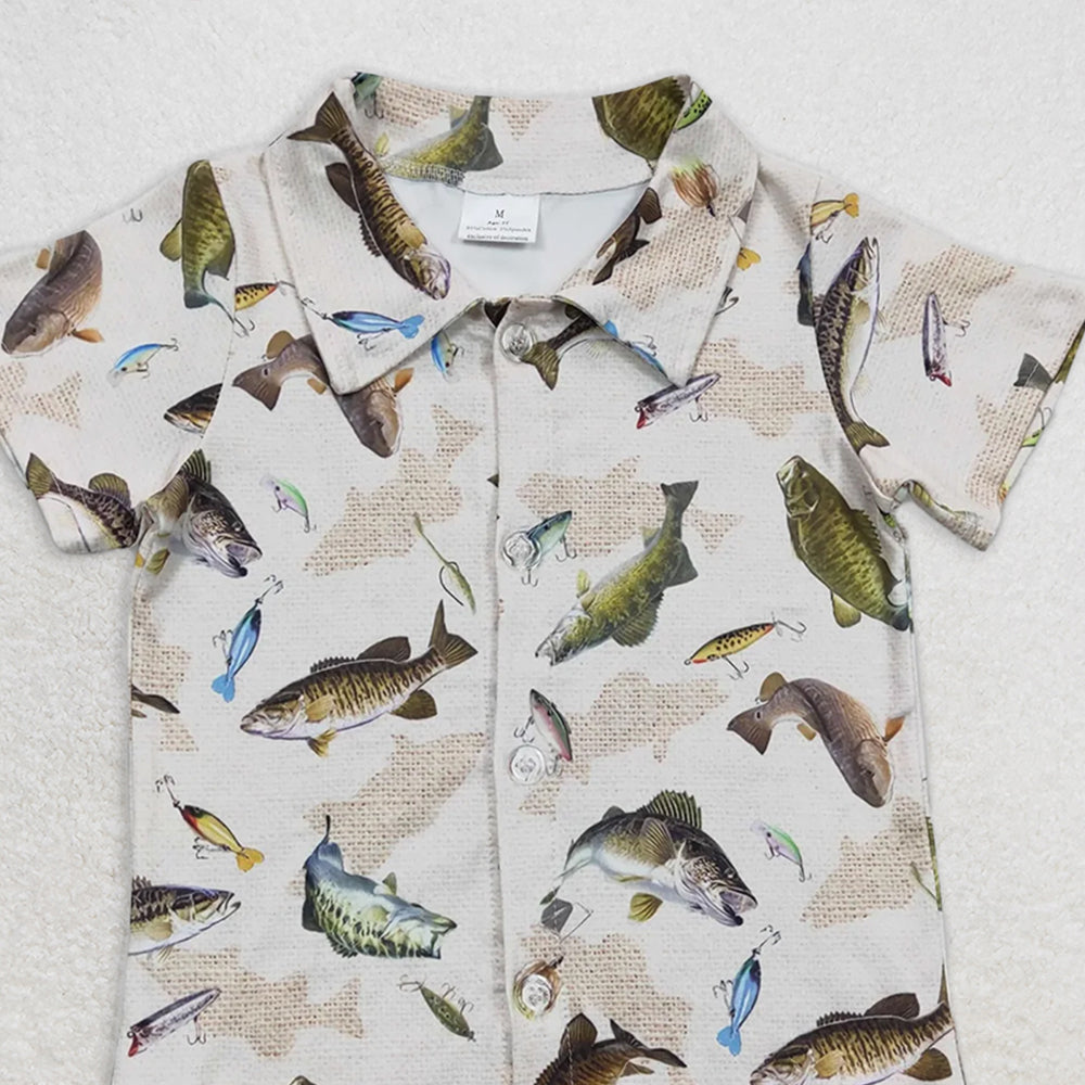 BT0179 RTS NO MOQ  Baby Boys Summer Tops Baby Boys Fishing Short Sleeve T-shirts tops