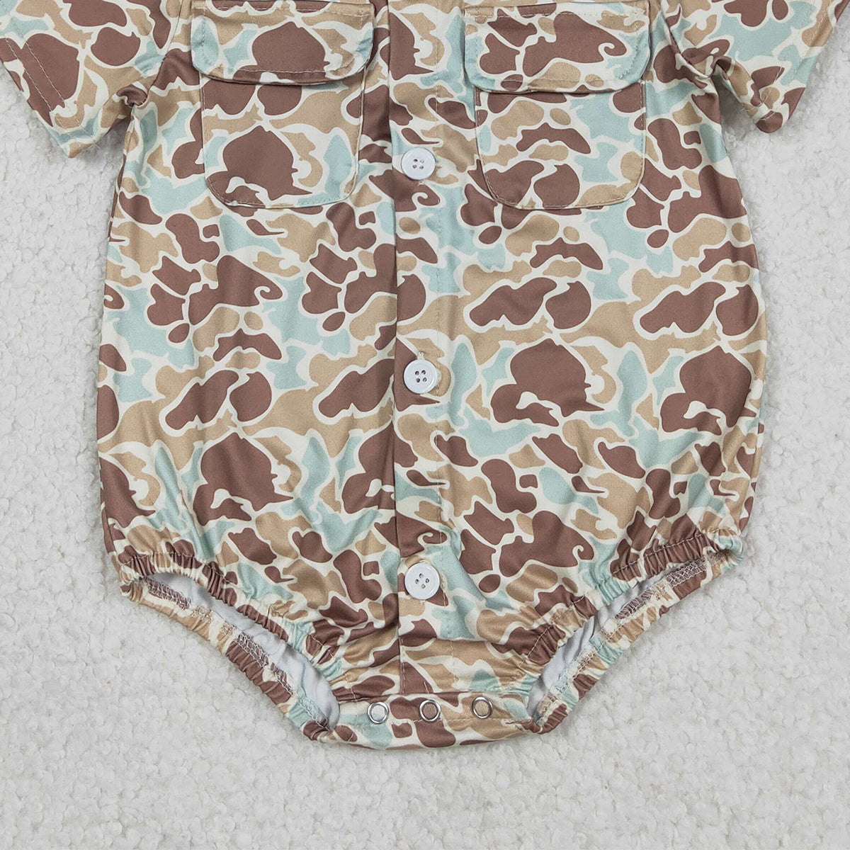 12.16 RTS NO MOQ （In stock）SR3655 Baby Boys Rompers Baby Boys Southern Khaki Camo Button Pockets Rompers