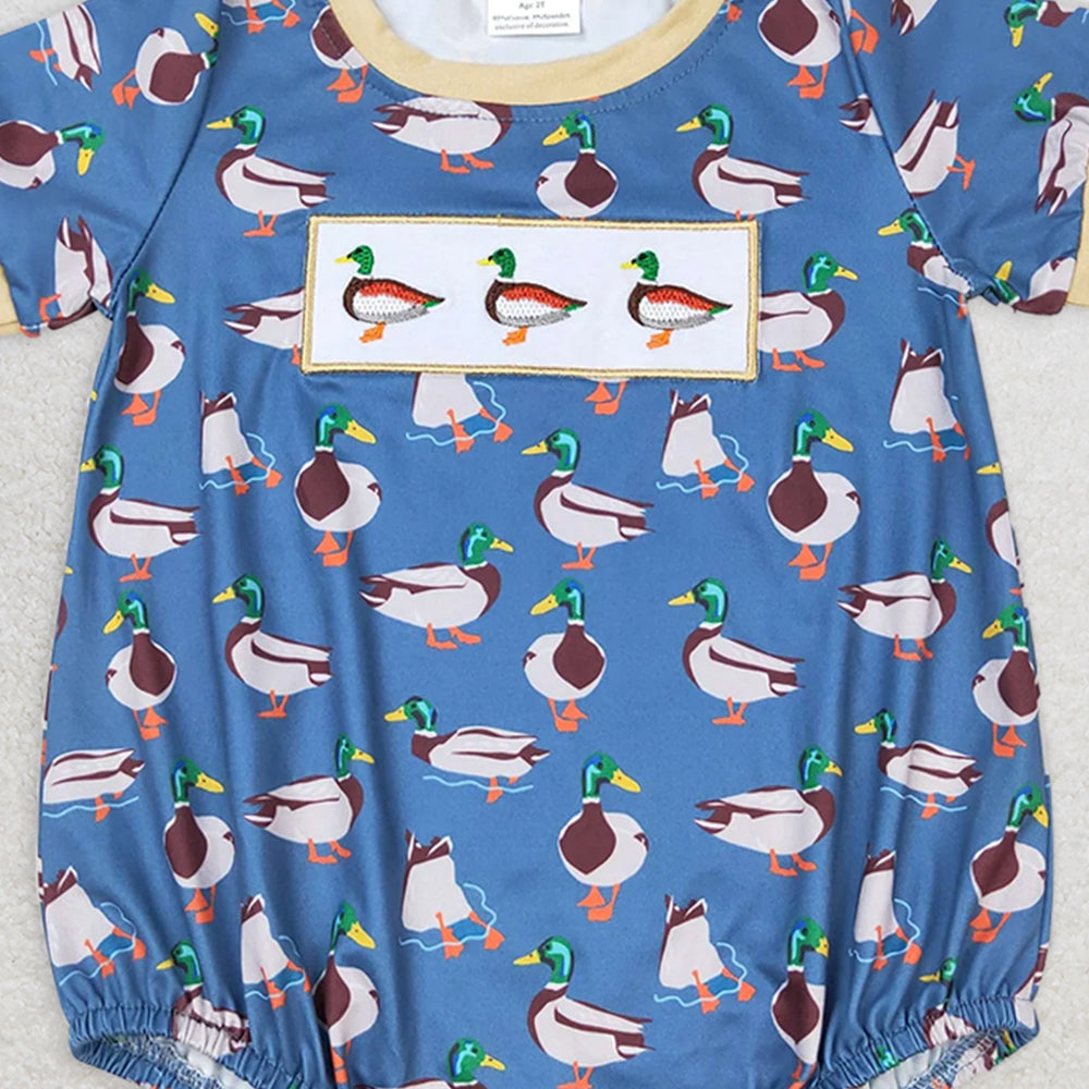 SR1134 RTS NO MOQ Baby Boys Summer Rompers Baby Infant Boys Duck Short Sleeve Rompers