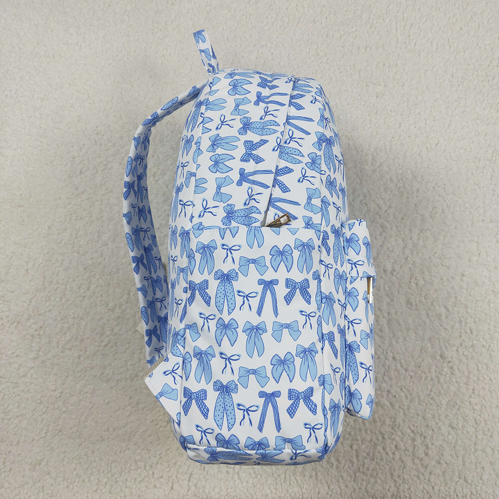 USA Shop (in stock)BA0322 Baby Bags Baby Kids Sky Blue Bows Plaid Zipper School Back Bags
