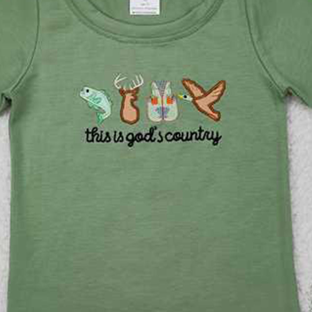 USA Shop (in stock)BSSO1108This is god's country fish deer duck top shorts boys clothes