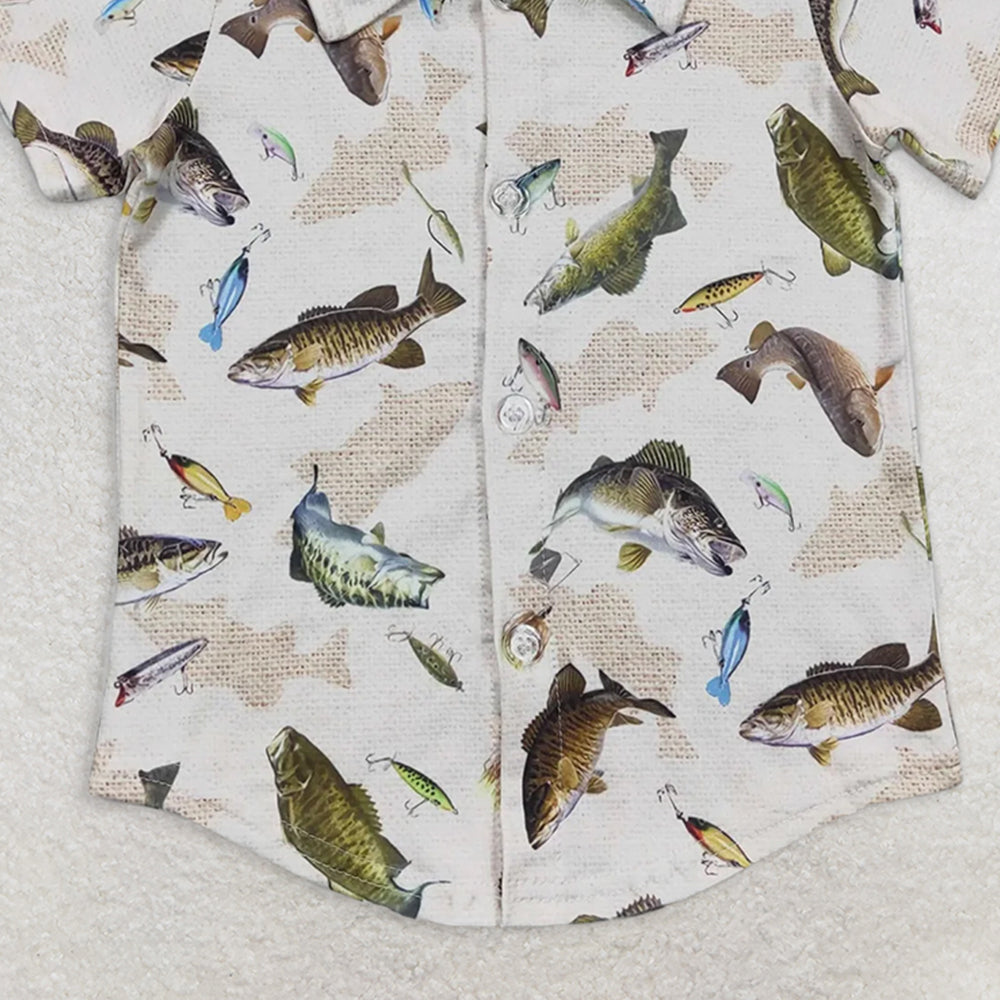 BT0179 RTS NO MOQ  Baby Boys Summer Tops Baby Boys Fishing Short Sleeve T-shirts tops