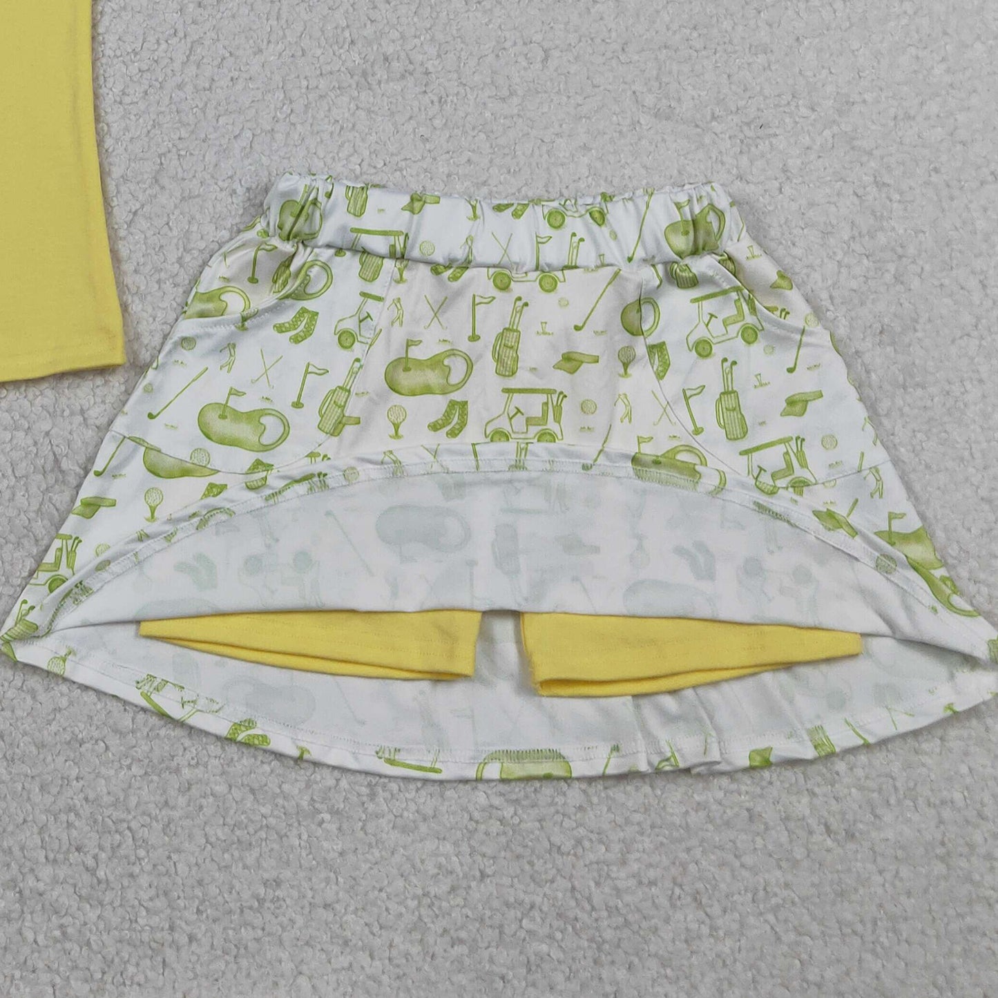 GSD2698 RTS NO MOQ （In stock ）Yellow sleeveless polo shirt golf skirt girls clothing