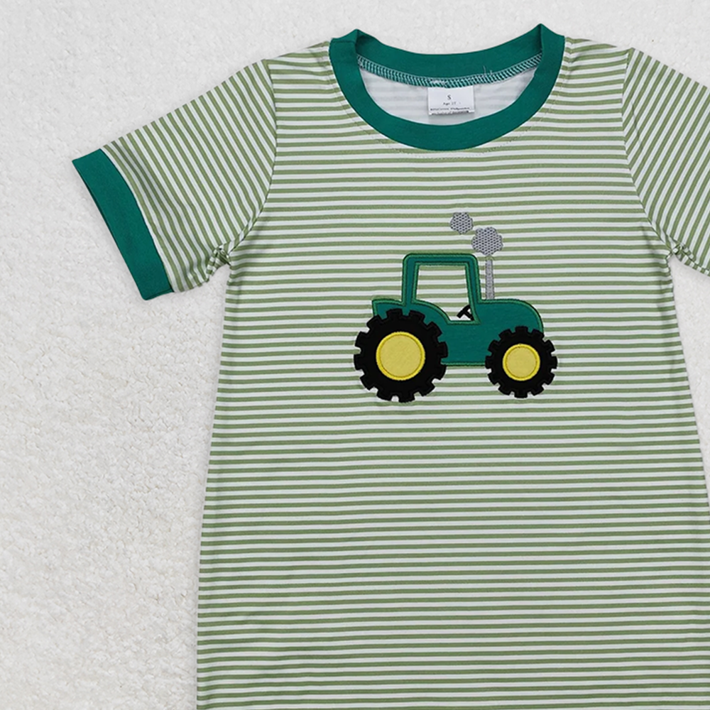 SR2431 RTS NO MOQ Baby Boys Summer Rompersbaby boys clothes embroidery green short sleeve Romper
