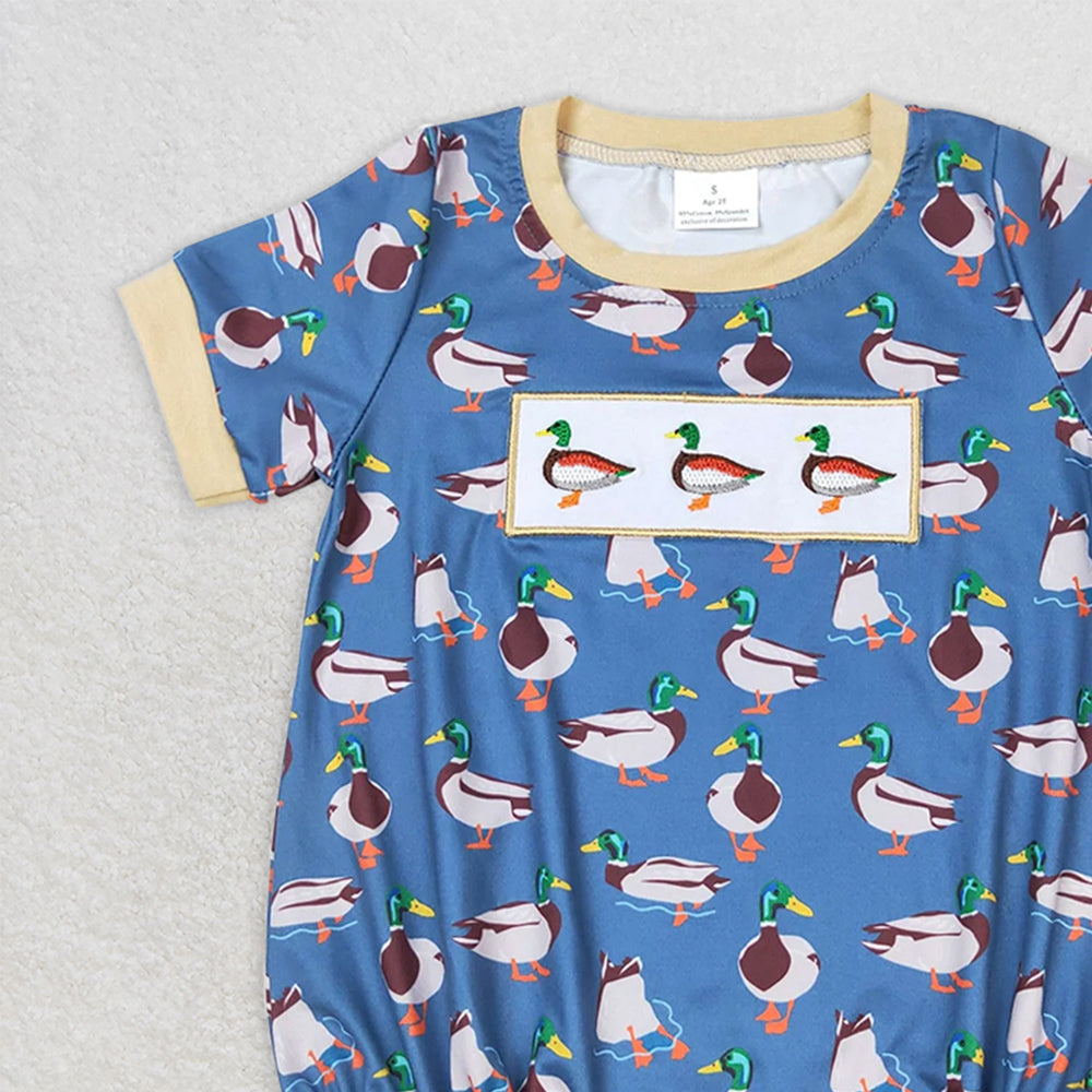 SR1134 RTS NO MOQ Baby Boys Summer Rompers Baby Infant Boys Duck Short Sleeve Rompers