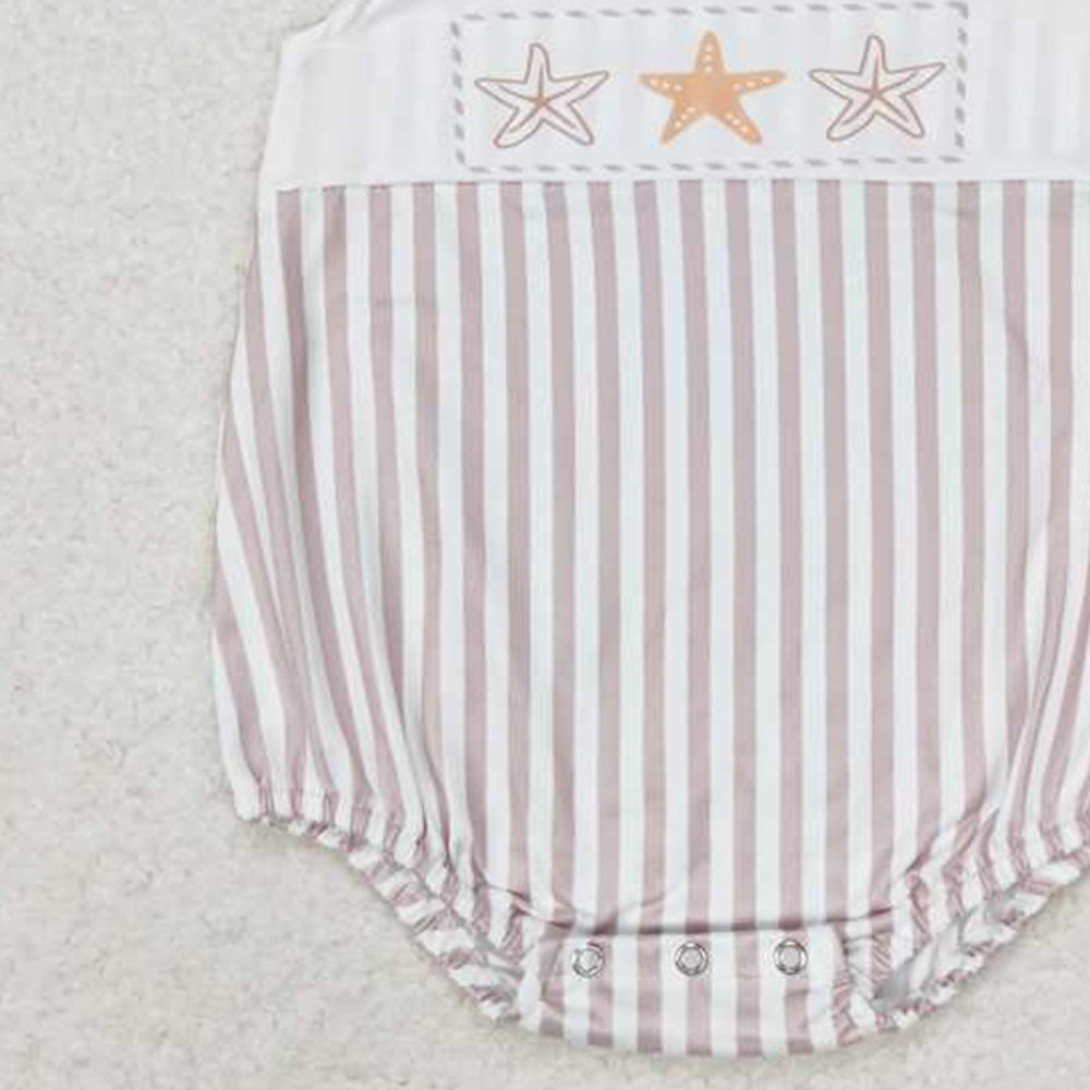 SR1487 New Rts No Moq 8-9 Days By Air Arrived it Stripe sleeveless starfish baby boys summer romper