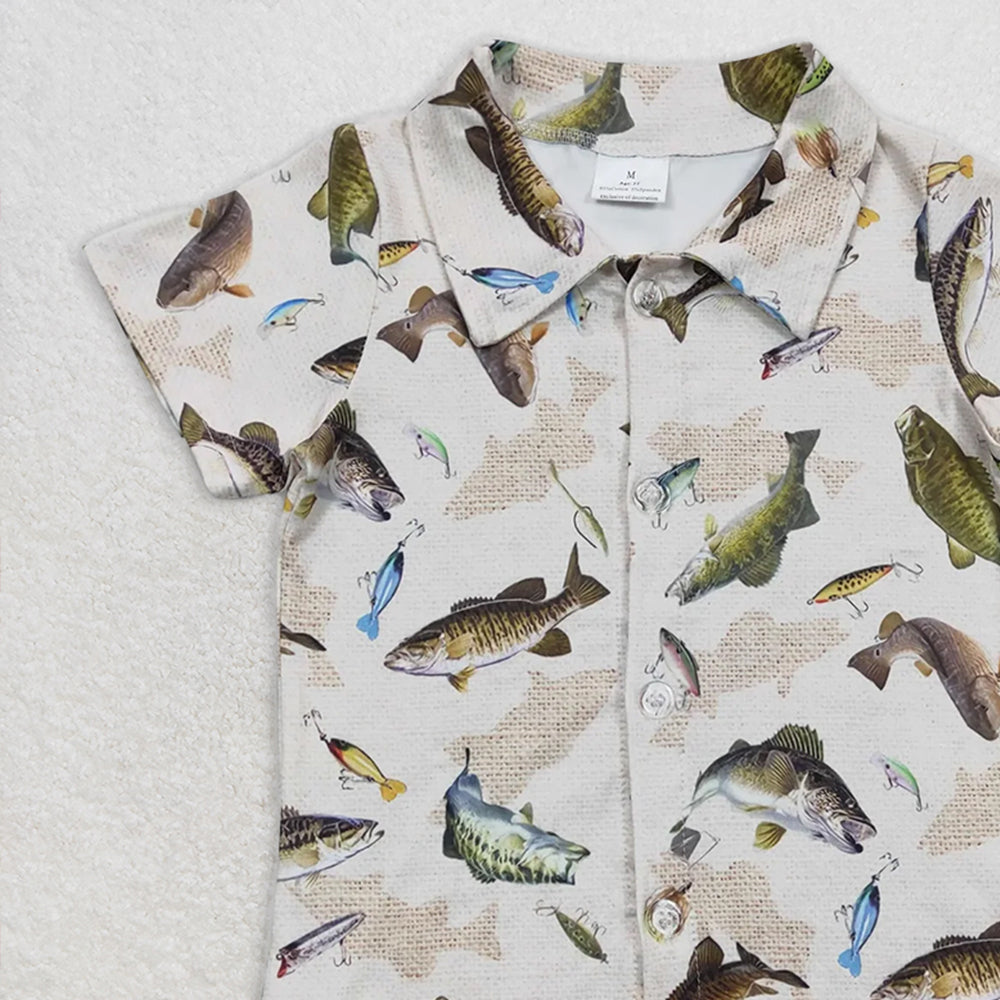 BT0179 RTS NO MOQ  Baby Boys Summer Tops Baby Boys Fishing Short Sleeve T-shirts tops