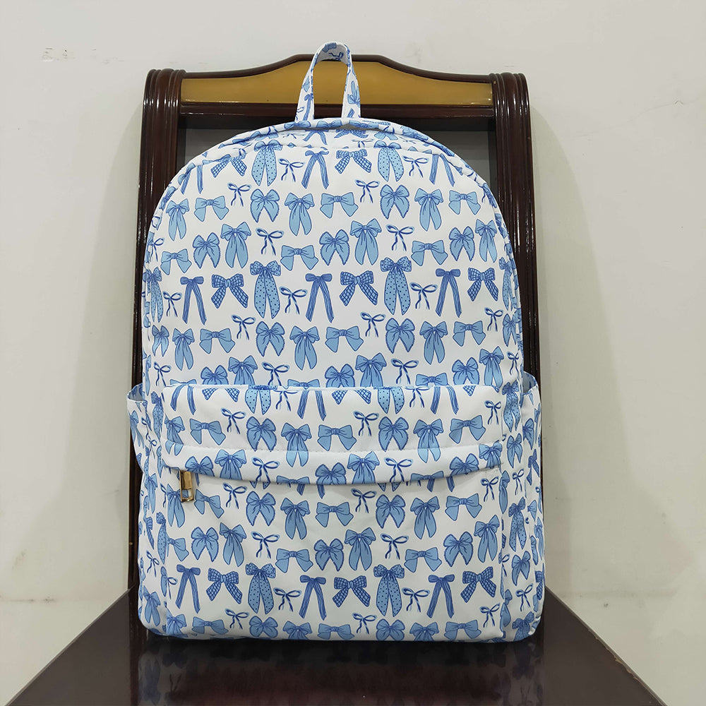 USA Shop (in stock)BA0322 Baby Bags Baby Kids Sky Blue Bows Plaid Zipper School Back Bags