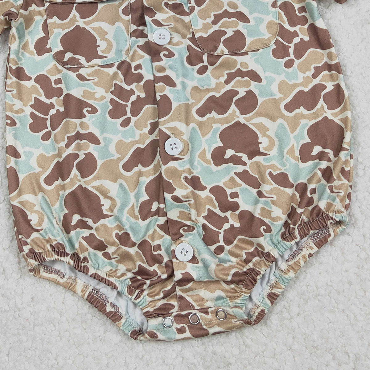 12.16 RTS NO MOQ （In stock）SR3655 Baby Boys Rompers Baby Boys Southern Khaki Camo Button Pockets Rompers