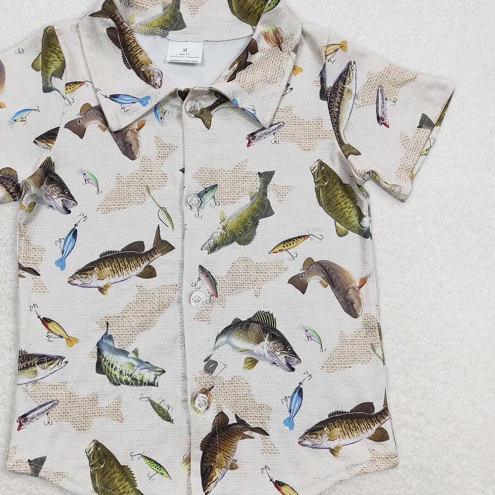 BT0179 RTS NO MOQ  Baby Boys Summer Tops Baby Boys Fishing Short Sleeve T-shirts tops