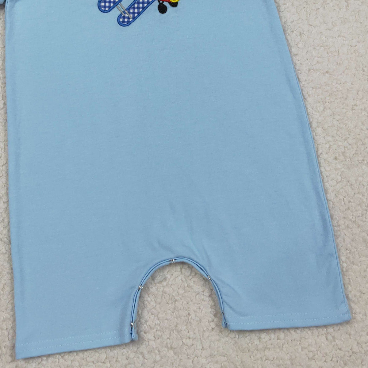 3.30 RTS NO MOQ （In stock）SR3543 Short sleeves air plane embroidery baby boy romper