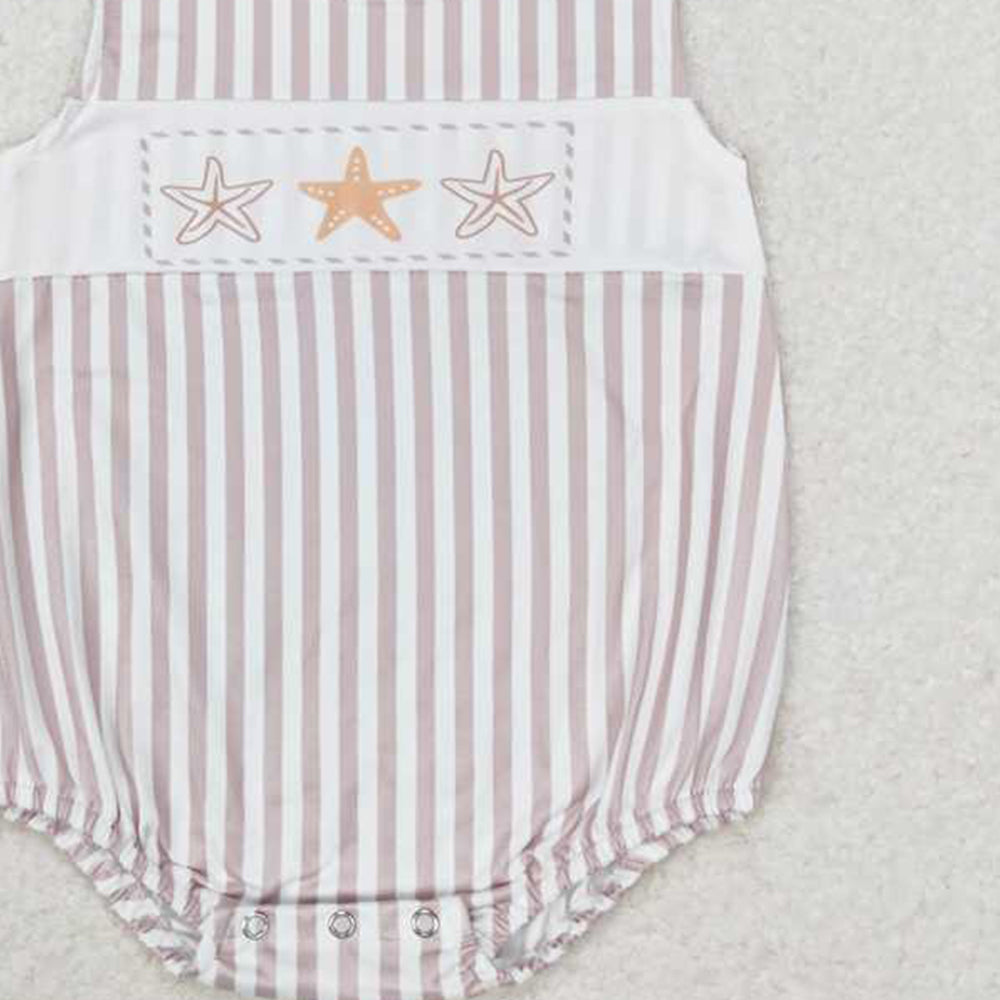 SR1487 New Rts No Moq 8-9 Days By Air Arrived it Stripe sleeveless starfish baby boys summer romper