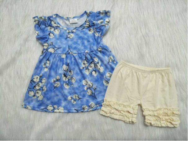 Blue Cotton shorts set