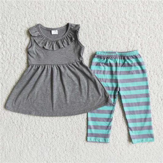C0-21  Grey tunic stripe legging pants sets