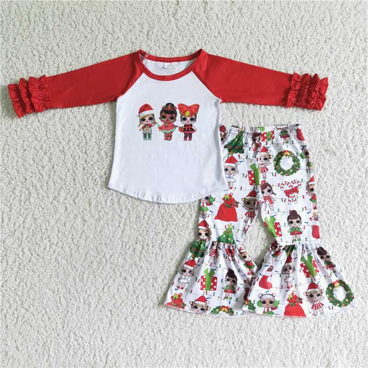 6 A29-21 Big Head Baby Red LOL Long Sleeve Flared Pants