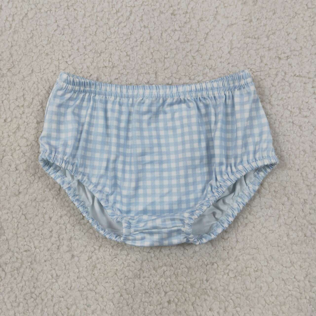 SS0964 RTS NO MOQ （In stock） Boys Blue Plaid Print Bummies Shorts Bottom