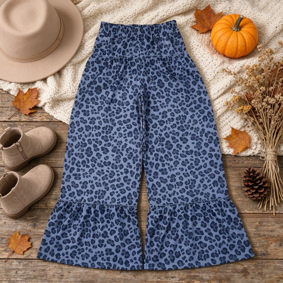 RTS NO MOQ （In stock）yoga fabric P1052 Adult Women Grey Leopard Yoga Active Bell Bottom Pants
