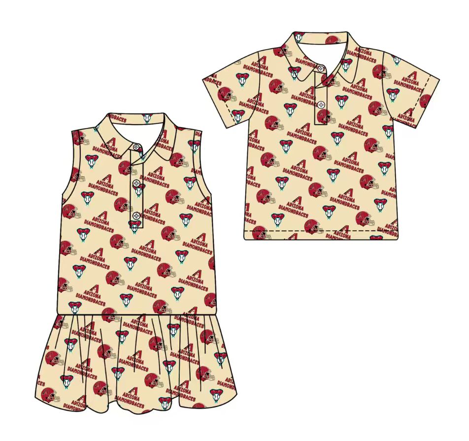 3.13 CUSTOM MOQ 5 Sibling Boys Baby Girls Summer Fashion Short Sleeve Khaki Red Button Polo Shirts Sleeveless Dress Team Clothes Sets