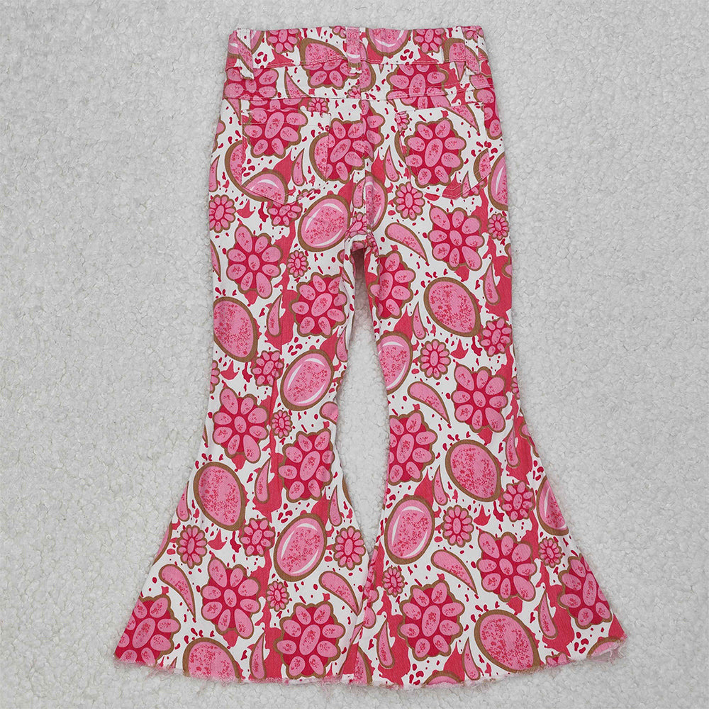 P0735 New Rts No Moq 8-9 Days By Air Arrived it Pink concho denim pants kids girls western jeans