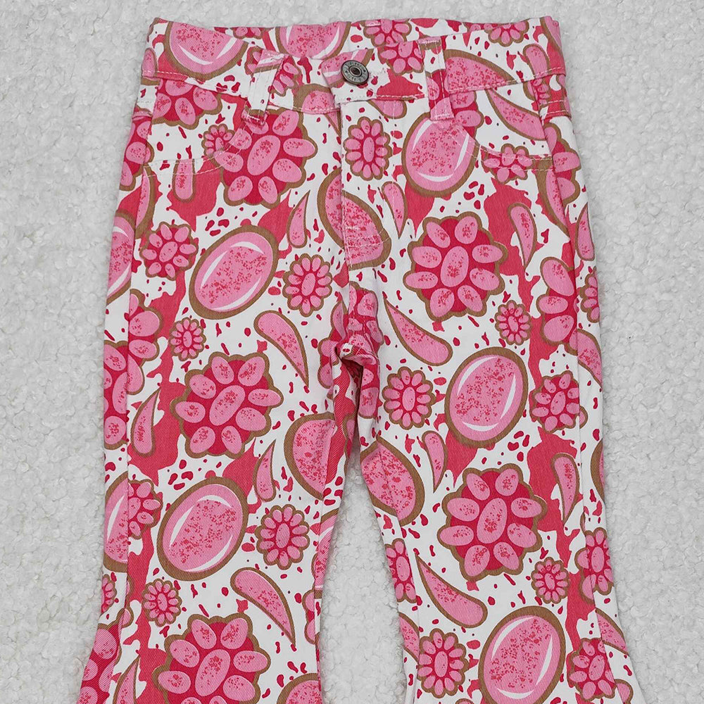 P0735 New Rts No Moq 8-9 Days By Air Arrived it Pink concho denim pants kids girls western jeans