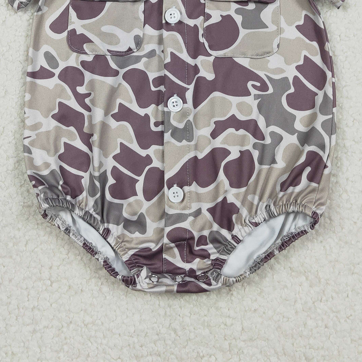 12.29 RTS NO MOQ （In stock）SR3652 Baby Boys Rompers Baby Boys Southern Grey Camo Button Pockets Rompers