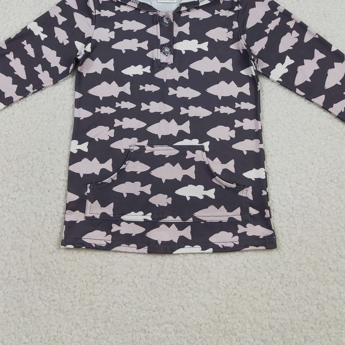 3.30 RTS NO MOQ （In stock）BT1545 Long sleeves fish pocket baby kids hoodie