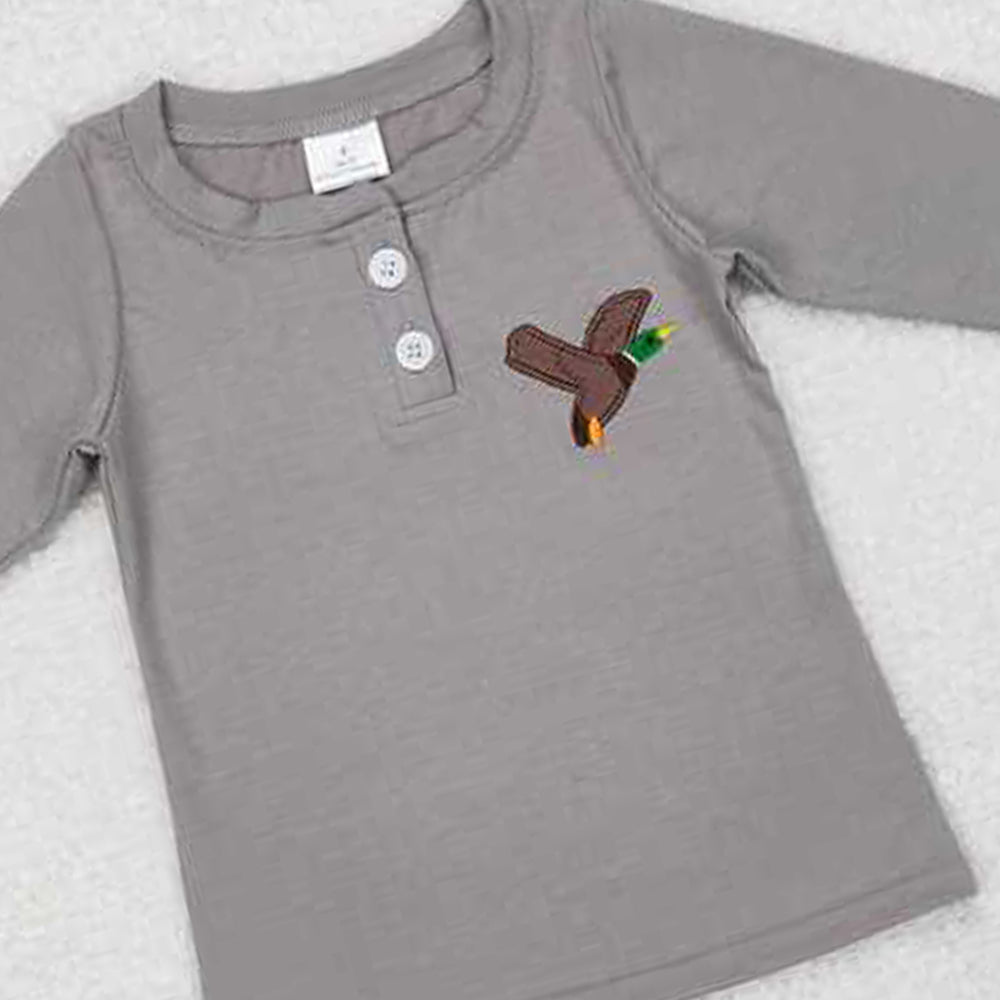 5.19 GT0353 RTS NO MOQ Long sleeves grey duck kids boy hunting shirt