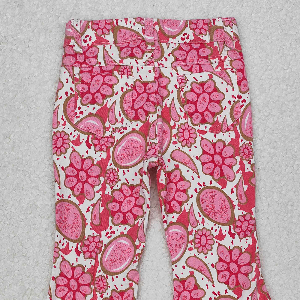P0735 New Rts No Moq 8-9 Days By Air Arrived it Pink concho denim pants kids girls western jeans