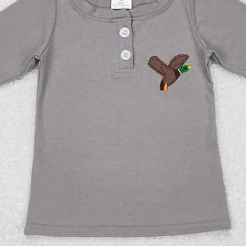 5.19 GT0353 RTS NO MOQ Long sleeves grey duck kids boy hunting shirt