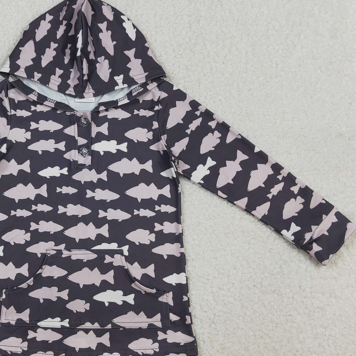 3.30 RTS NO MOQ （In stock）BT1545 Long sleeves fish pocket baby kids hoodie