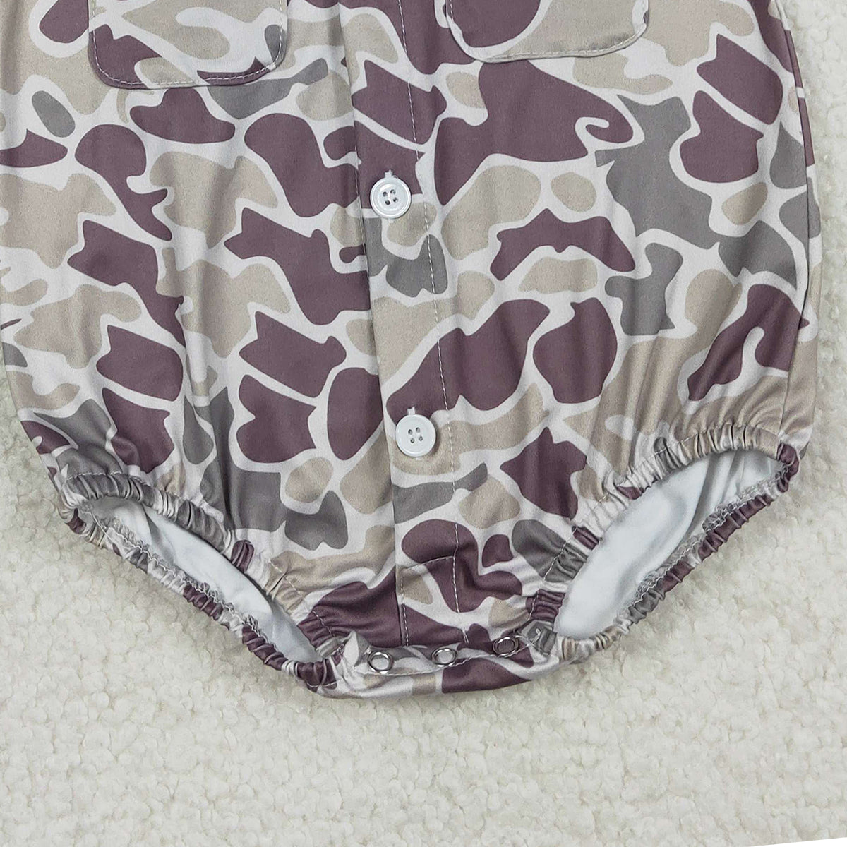12.29 RTS NO MOQ （In stock）SR3652 Baby Boys Rompers Baby Boys Southern Grey Camo Button Pockets Rompers