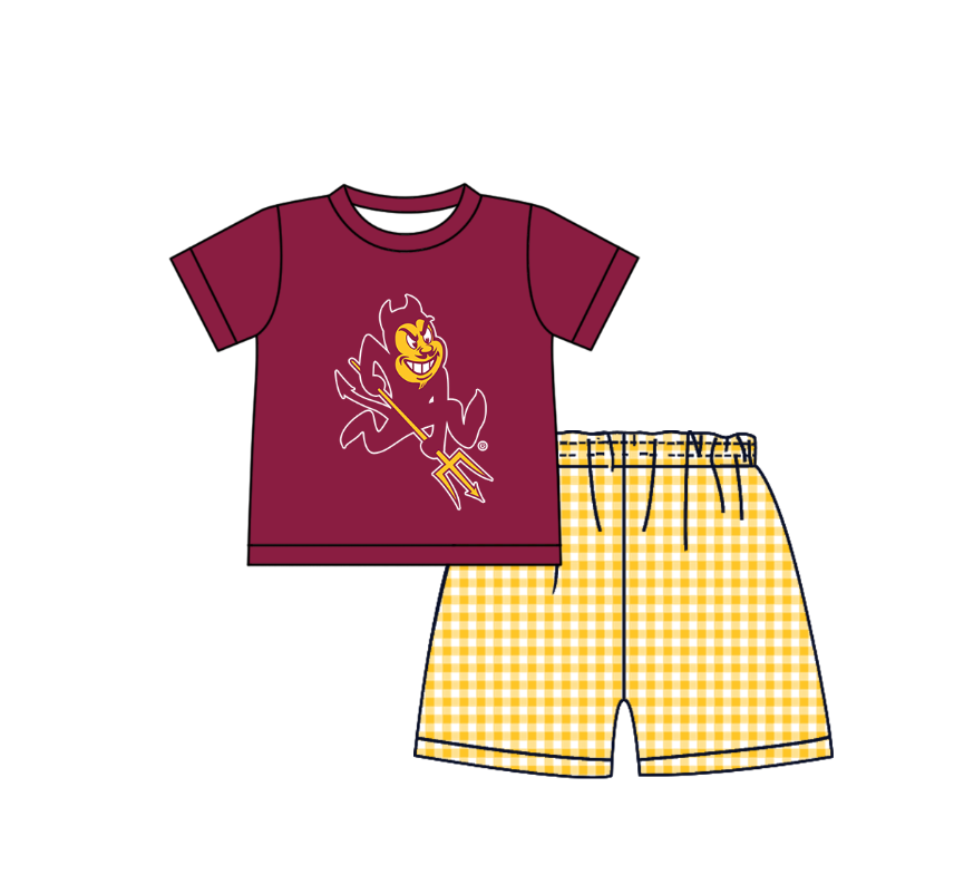 CUSTOM MOQ 5 Sibling Boys Baby Girls Red Top Shorts Clothes Set Knee Length Dress Rompers