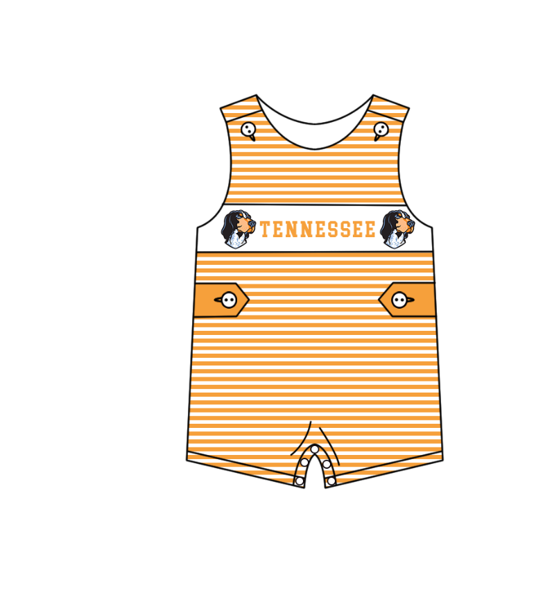 CUSTOM MOQ 5 Sibling Boys Baby Girls Orange Color Stripe Top Ruffles Shorts Clothes Set Knee Length Dress Rompers