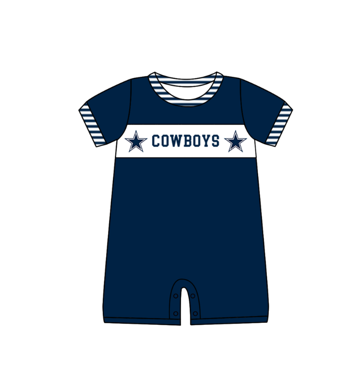 CUSTOM MOQ 5 Sibling Baby Kids Dark Blue Star Top Shorts Clothes Set Knee Length Dress Rompers