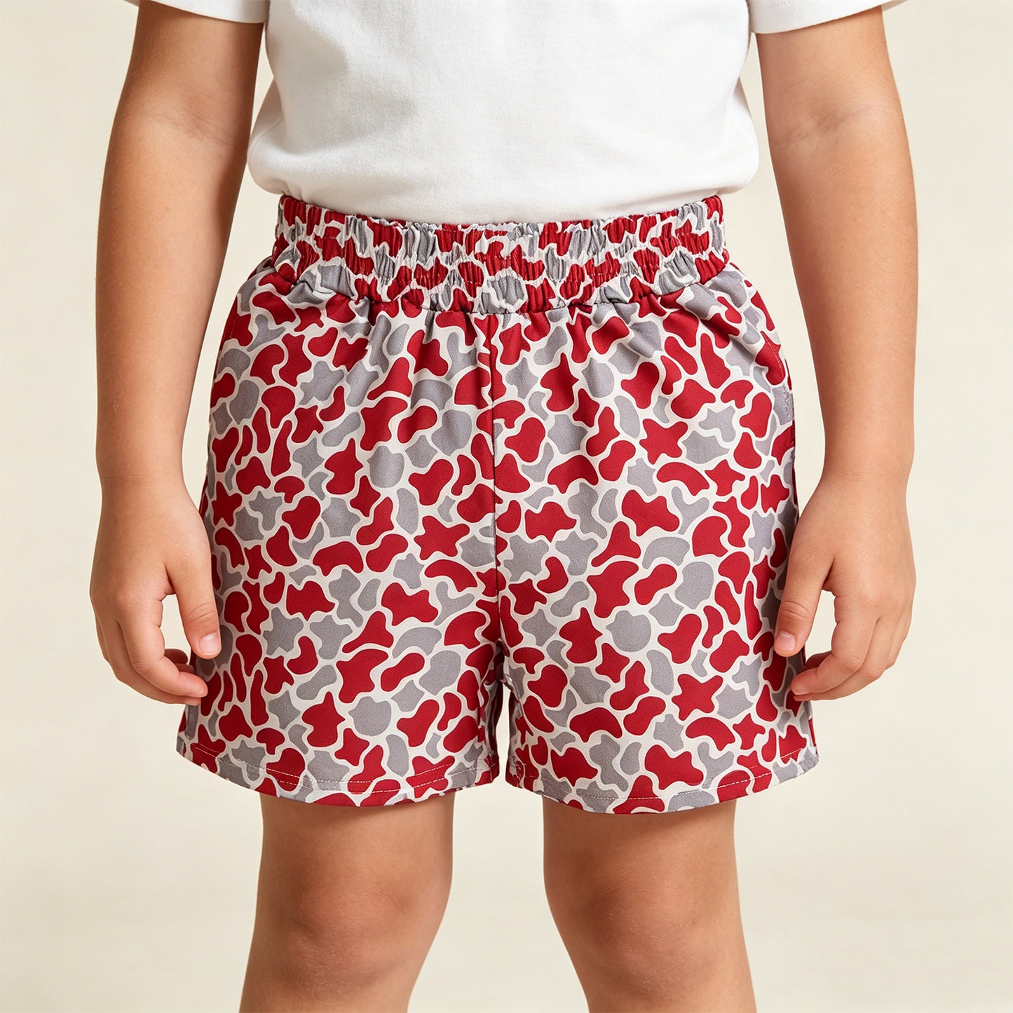 SS0880 RTS NO MOQ （In stock ）Elastic camo pockets team kids boys summer shorts