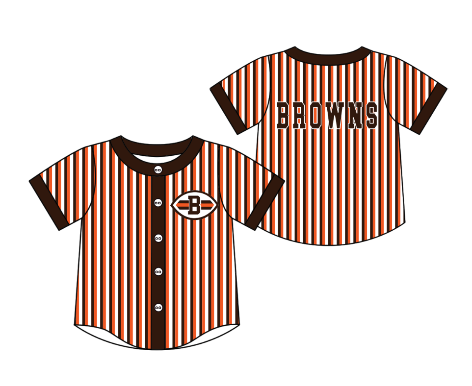 3.5 CUSTOM MOQ 5 Cute Kids Clothing Baby Kids Orange Black Stripe Short Sleeve Team T-shirts Top
