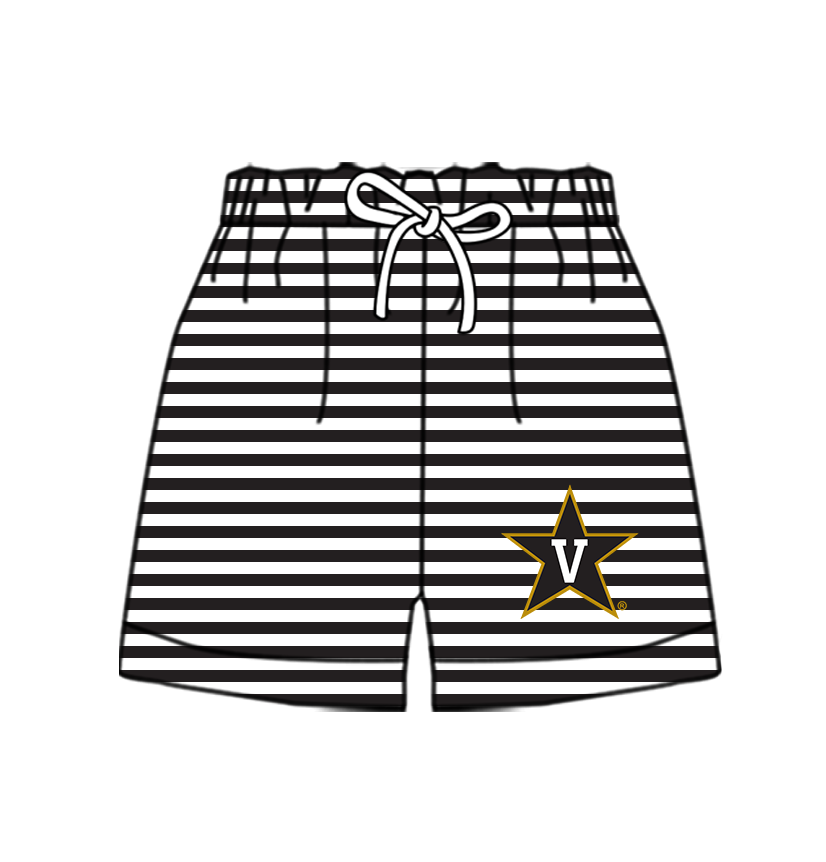 CUSTOM MOQ 5 Cute Comfortable Clothing For Kids Baby Kids Summer Black V Bottom Team Shorts