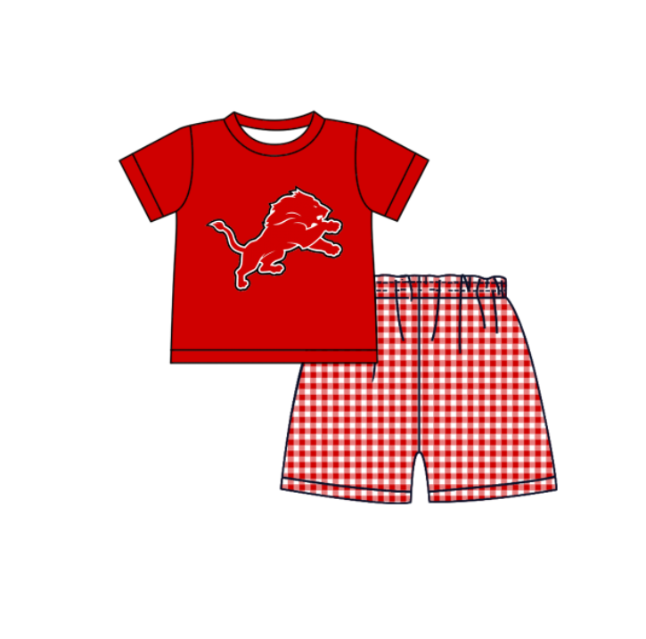 CUSTOM MOQ 5 Sibling Boys Baby Girls Red Top Shorts Clothes Set Knee Length Dress Rompers