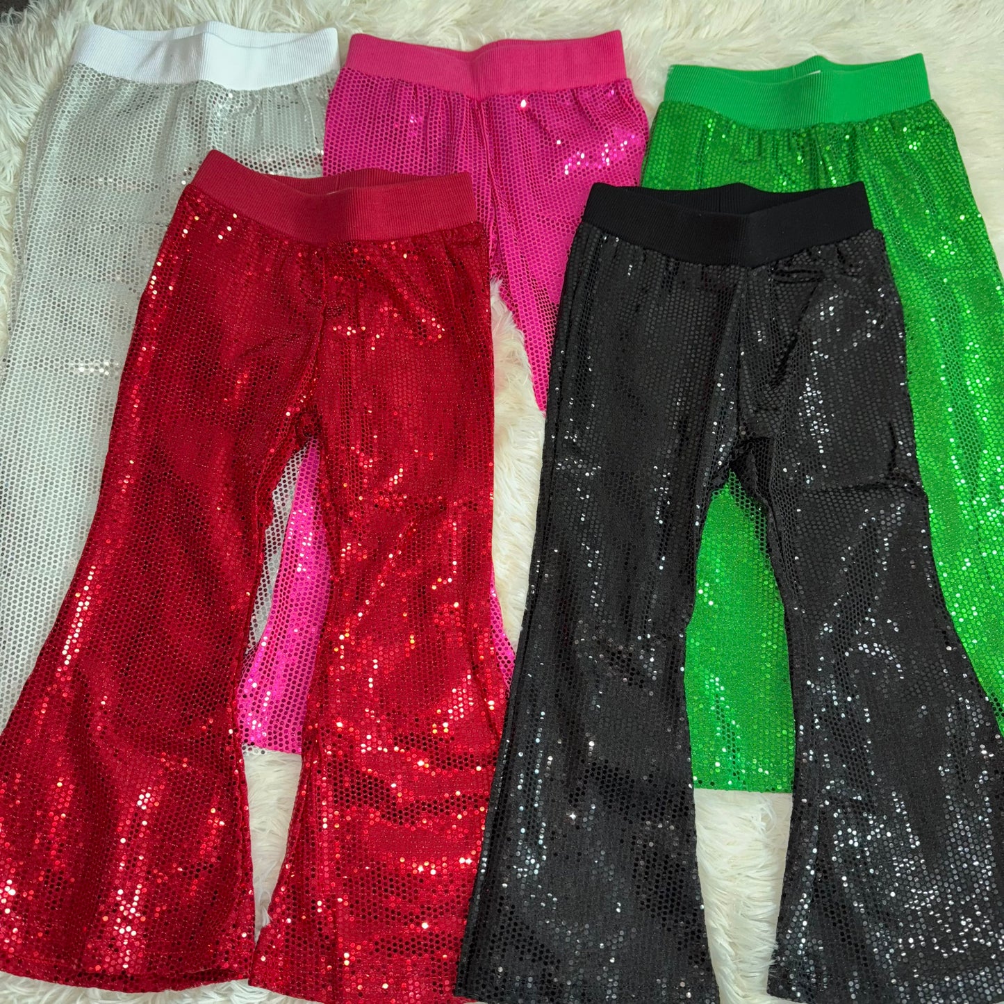 11.13 RTS Baby Girls Colorful Sequin Sparkle Bell Bottom Pants