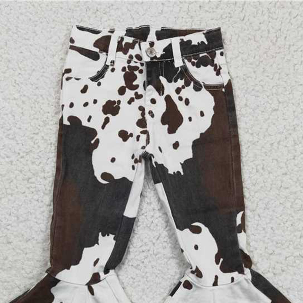 USA Shop (in stock)Aa-1 New Rts No Moq 8-9 Days By Air Arrived it Cow print baby girls denim ruffle pants