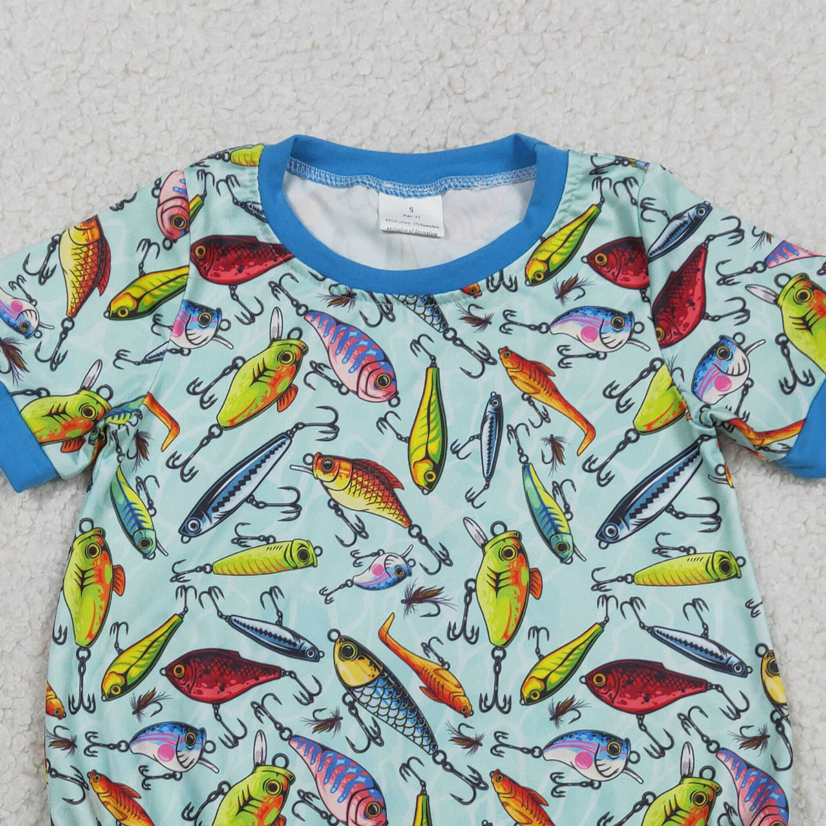 2.3 RTS NO MOQ （In stock）SR3824 Baby Boys Short Sleeve Fishing Hunting Rompers