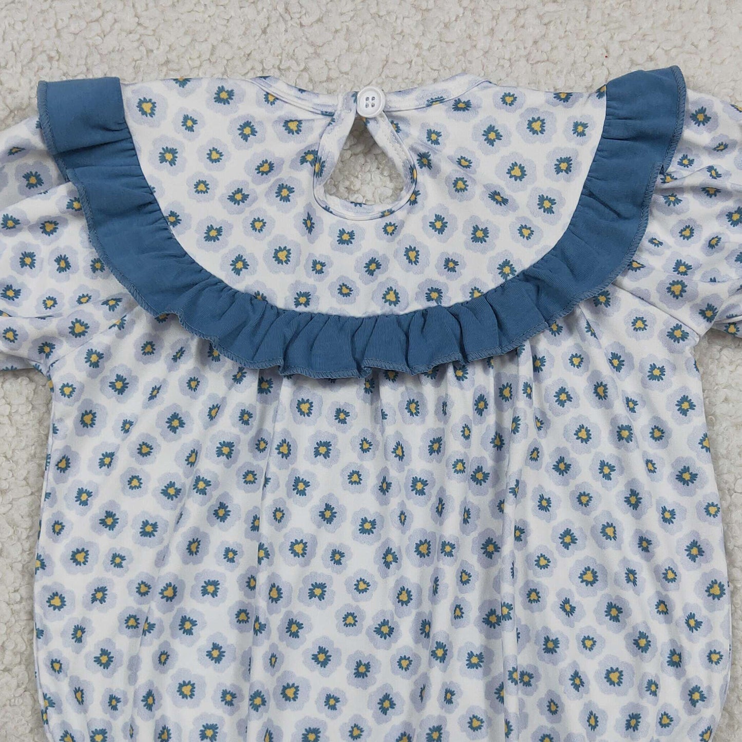 SR4141 RTS NO MOQ （In stock）Daddy's girl smocked floral short sleeves baby girls romper