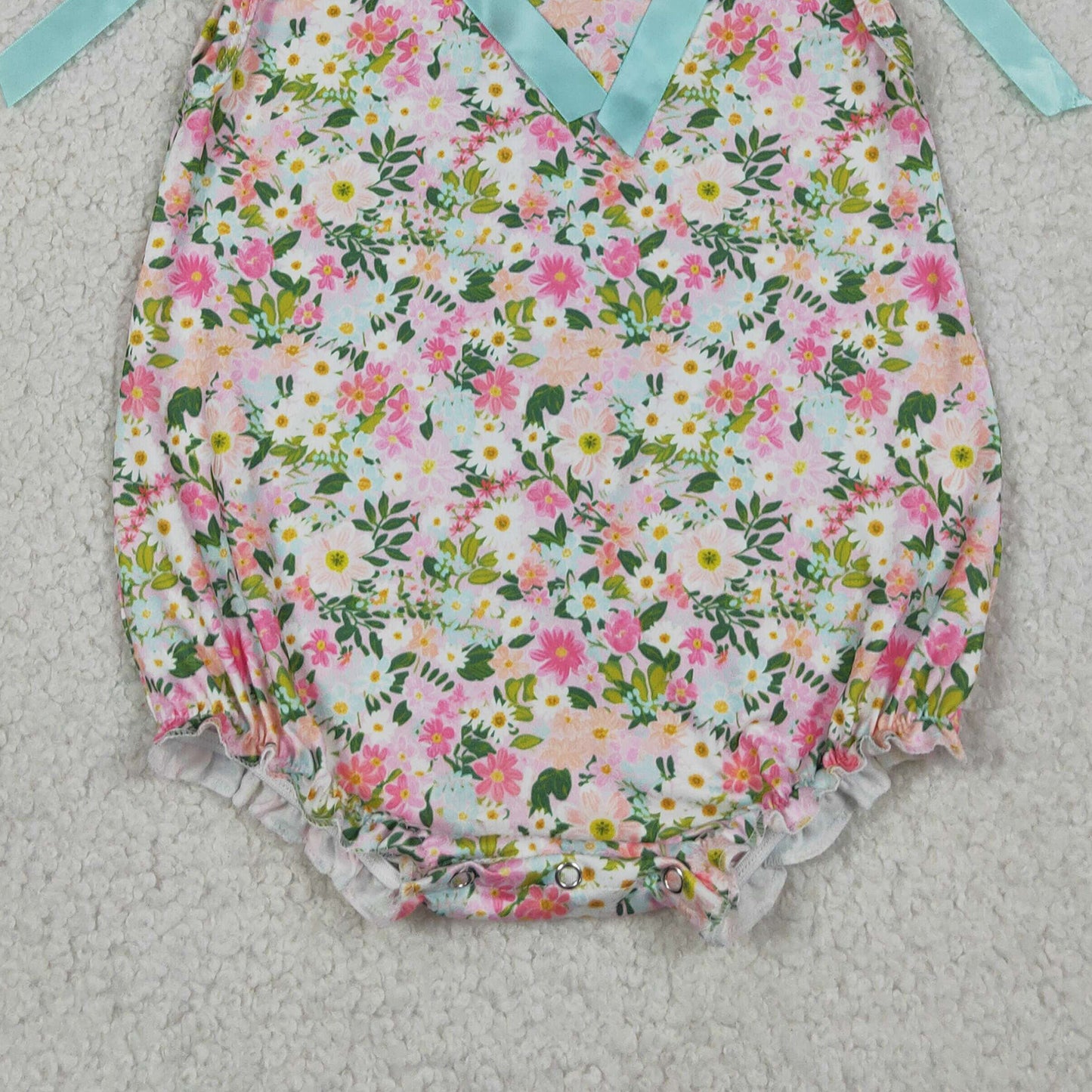 SR4111 RTS NO MOQ （In stock）Sleeveless pink floral baby girls summer romper Ruffle Rompers（副本）